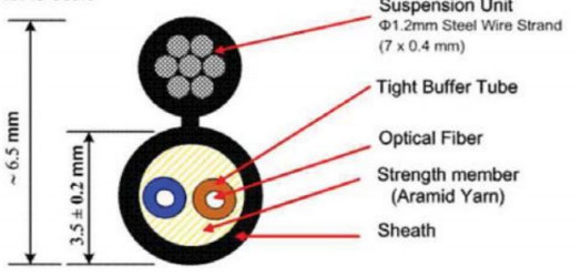 LSZH cavo ottico FTTH-2C con una lunghezza di fibra di 1 m