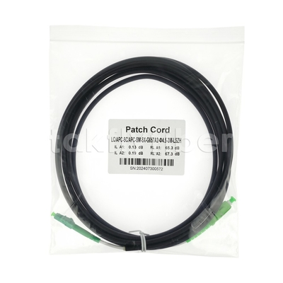 Telecom Grade CPR Dca Certificato 4.5mm Double Shealth Fiber Optic Patchcord SM G657AB3 LSZH Black Jacket SCAPC a LCAPC