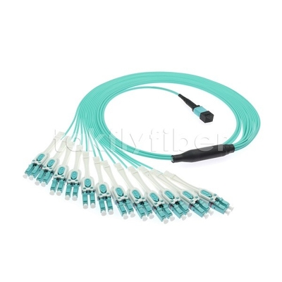 24 F MPO-LC Uniboot OM3 Fiber Patch Cord 12x LC DX Perfetto per grandi reti