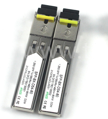 BIDI 1.25 G SFP Transceiver Tx1550/Rx1490nm 80KM SMF DDM LC CISCO JUNIPER HUAWEI COMPATIBILE