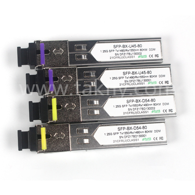 BIDI 1.25 G SFP Transceiver Tx1550/Rx1490nm 80KM SMF DDM LC CISCO JUNIPER HUAWEI COMPATIBILE