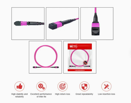 Flessibile MPO/MTP 12 fibre cordone di patch in fibra ottica -20C-70C per ambienti diversi