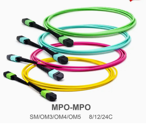 8/12/24core 2m-50m PVC ad alta densità/LSZH UL Certificazione femminile/maschile MPO-MPO Sm Om3 Om4 Om5 Trunk Cable Patch Cord Fiber Optic Jumper