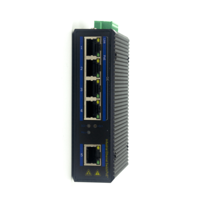 Switch PoE Industriale 5 porte Gigabit Montaggio su guida DIN IP40