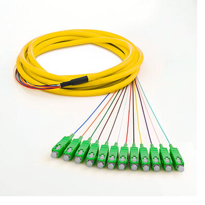 12 Core SC APC Single Mode Fiber Optic Cable Pigtail 10000N Tensile