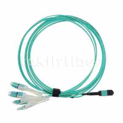 Cavo patch cord in fibra ottica MPO a LC Uniboot OM3, fibra ottica MMF a 8 fibre, per ricetrasmettitore QSFP+