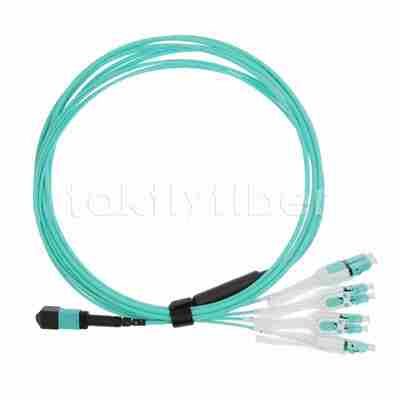 Cavo patch cord in fibra ottica MPO a LC Uniboot OM3, fibra ottica MMF a 8 fibre, per ricetrasmettitore QSFP+