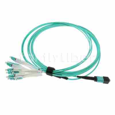 Cavo patch cord in fibra ottica MPO a LC Uniboot OM3, fibra ottica MMF a 8 fibre, per ricetrasmettitore QSFP+