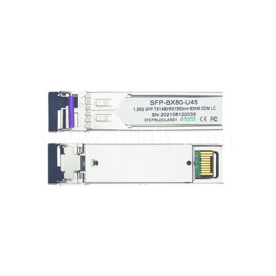 Modulo ricetrasmettitore SFP 1.25gbps 80km LC Reach Tx1490nm/Rx1550nm SFP Bidirezionale per Data Center FTTH FTTX