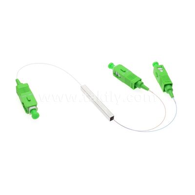 Splitter per fibra ottica monomodale PLC 1x2 con tubo in acciaio quadrato