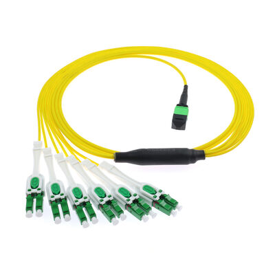 Cavo patch breakout Uniboot APC LC da 12 fibre MPO/MTP a 6 porte | OS2 Modalità singola | Configurazione DX duplex