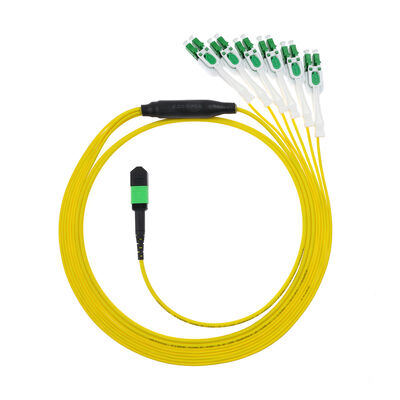 Cavo patch breakout Uniboot APC LC da 12 fibre MPO/MTP a 6 porte | OS2 Modalità singola | Configurazione DX duplex