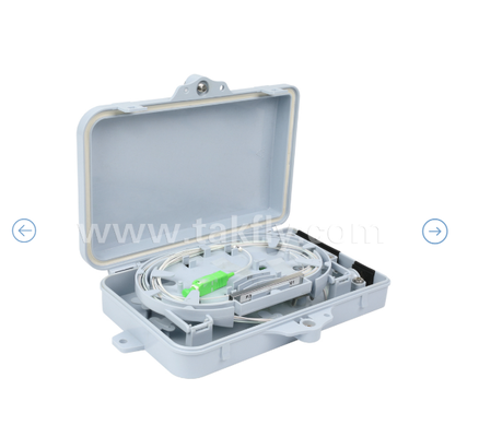Box di terminazione in fibra ottica FTKS-1805-04A, 4 SC/APC SM SX Adapter, Pigtail installato, FTTH FTTx Splicing Distribution Splitting Storage Cable Management Enclosure Wall Mount