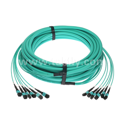 72-Core MPO/PC Trunk Patch Cord OM3 Multimode, 6×MPO Input to 6×MPO Output, Low Insertion Loss, per applicazioni di Data Center ad alta densità e 40G/100G SR4/SR10