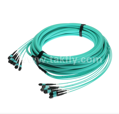 72-Core MPO/PC Trunk Patch Cord OM3 Multimode, 6×MPO Input to 6×MPO Output, Low Insertion Loss, per applicazioni di Data Center ad alta densità e 40G/100G SR4/SR10
