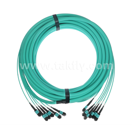 72-Core MPO/PC Trunk Patch Cord OM3 Multimode, 6×MPO Input to 6×MPO Output, Low Insertion Loss, per applicazioni di Data Center ad alta densità e 40G/100G SR4/SR10