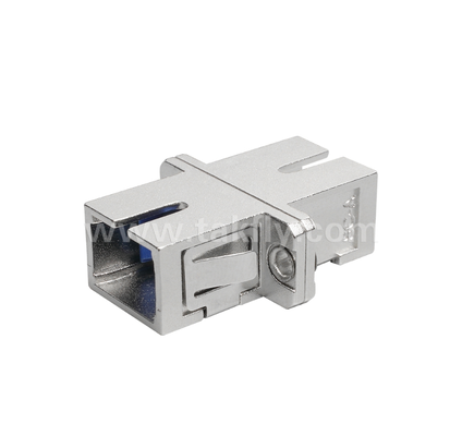 Adaptore a fibra di metallo SC Simplex con alloggiamento in metallo resistente, bassa perdita di inserimento, resistente a temperature elevate e basse, per connessioni da cavo a cavo e da cavo a attrezzatura in fibra ottica