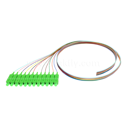 Set pigtail in fibra ottica SC/APC a 12 colori – Codice colore per una facile identificazione, un'estremità connettorizzata, un'estremità fibra nuda, per scatole di derivazione, giunzioni e connessione di apparecchiature