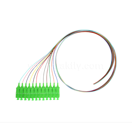 Set pigtail in fibra ottica SC/APC a 12 colori – Codice colore per una facile identificazione, un'estremità connettorizzata, un'estremità fibra nuda, per scatole di derivazione, giunzioni e connessione di apparecchiature