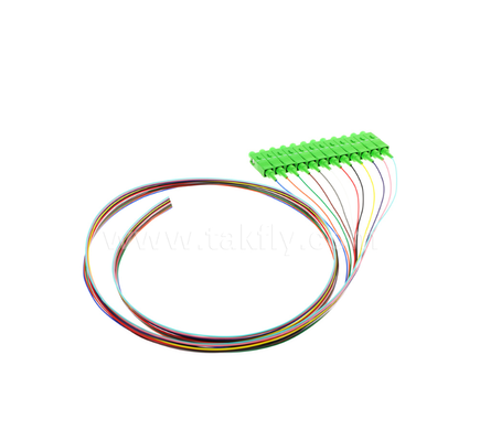 Set pigtail in fibra ottica SC/APC a 12 colori – Codice colore per una facile identificazione, un'estremità connettorizzata, un'estremità fibra nuda, per scatole di derivazione, giunzioni e connessione di apparecchiature