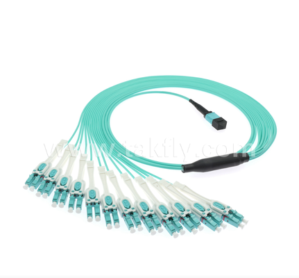 MPO/MTP a LC Uniboot Breakout Patch Cord OM3 Multimode, ad alta densità, polarità reversibile per data center 40G/100G