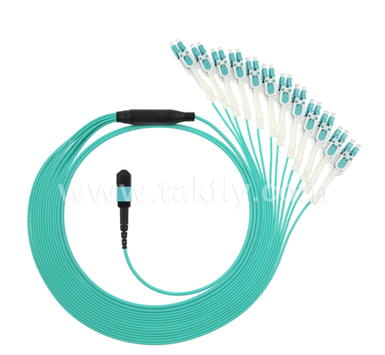 MPO/MTP a LC Uniboot Breakout Patch Cord OM3 Multimode, ad alta densità, polarità reversibile per data center 40G/100G