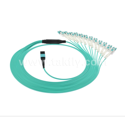 MPO/MTP a LC Uniboot Breakout Patch Cord OM3 Multimode, ad alta densità, polarità reversibile per data center 40G/100G