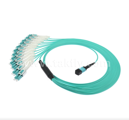 MPO/MTP a LC Uniboot Breakout Patch Cord OM3 Multimode, ad alta densità, polarità reversibile per data center 40G/100G