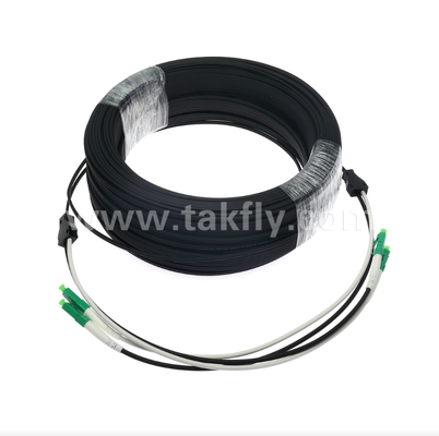 LC/APC Flat Drop Patch Cord - 2 Cor Duplex, pre-connettorizzato, anti-vibrazione, indoor-rated per una rapida distribuzione FTTH.