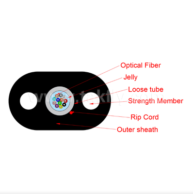 GYFXTBY FTTH cablo a goccia piatta interno/esterno 12 nuclei, bloccato dall'acqua, rinforzato in FRP per reti di accesso