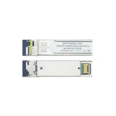 80 km SFP BiDi Transceiver    1.25G/1.063G Dual-Rate, 1490nm DFB, PIN, LC Simplex, Temperatura industriale disponibile