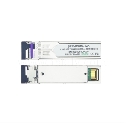 80 km SFP BiDi Transceiver    1.25G/1.063G Dual-Rate, 1490nm DFB, PIN, LC Simplex, Temperatura industriale disponibile