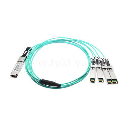 Cable ottico attivo da 40G QSFP+ a 4x10G SFP+ Breakout, 4-Channel Full-Duplex, VCSEL, Hot-Pluggable