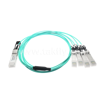 Cable ottico attivo da 40G QSFP+ a 4x10G SFP+ Breakout, 4-Channel Full-Duplex, VCSEL, Hot-Pluggable