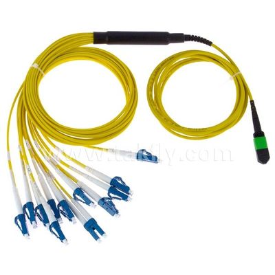 12 saltatore a fibra ottica di sblocco MPO/MTP di MPO/MTP-LC/APC MP 3.0mm con il rivestimento giallo
