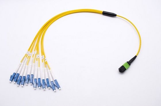 12 saltatore a fibra ottica di sblocco MPO/MTP di MPO/MTP-LC/APC MP 3.0mm con il rivestimento giallo