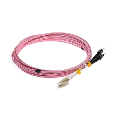 Colore rosa duplex a fibra ottica misto del cavo di toppa di LC-ST OM3