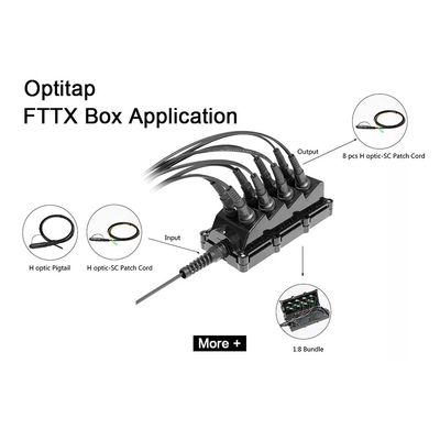 contenitore di dielettrico del cavo flessibile del connettore di OptiTap del separatore 1x8/cavo MST di Tonable, chiusura del giunto di OptiTap di 8 porti