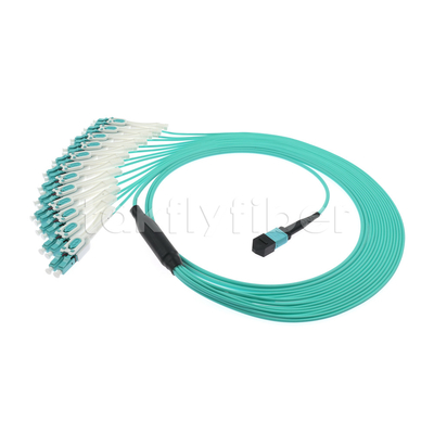 Cavo MPO MTP in fibra ottica da 24 core a 12LC DX Om3 Fanout Patch Cord per LAN e WAN