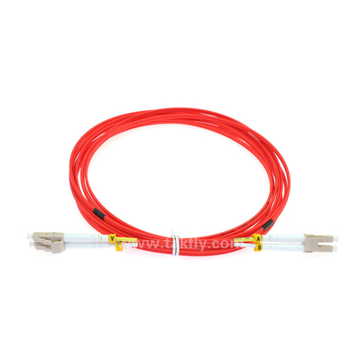 Colore rosso OM2 50/125nm del cavo di toppa della fibra del duplex LSZH di LC