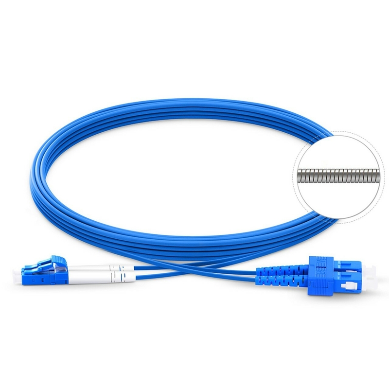 Fibra ottica blu Patchcord Simplex Duplex 3,0 mm di diametro Cavi in fibra a bassa perdita di inserimento