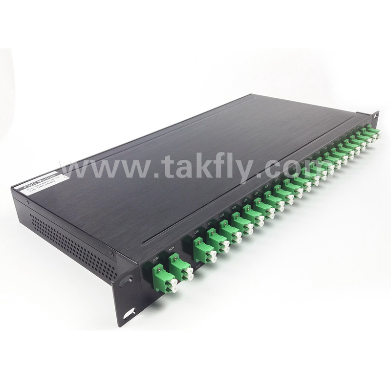 100 GHz AWG 40CH DWDM MUX DEMUX con altezza della fibra -100-0μm e diametro del cavo 0,9 mm