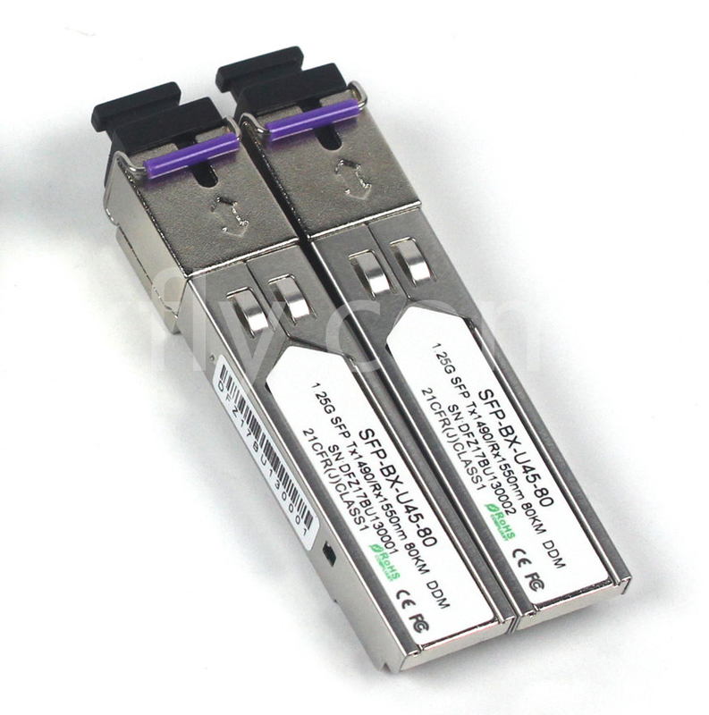 1.25G SFP BIDI Modulo Tx1490/Rx1550nm 80KM SMF DDM LC CISCO JUNIPER HUAWEI COMPATIBILE