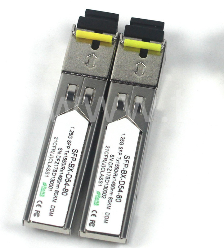 BIDI 1.25 G SFP Transceiver Tx1550/Rx1490nm 80KM SMF DDM LC CISCO JUNIPER HUAWEI COMPATIBILE