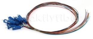 Telecom Grade 0.9mm 12 Pigtail in fibra ottica a colori con connettore SC/UPC in arancione