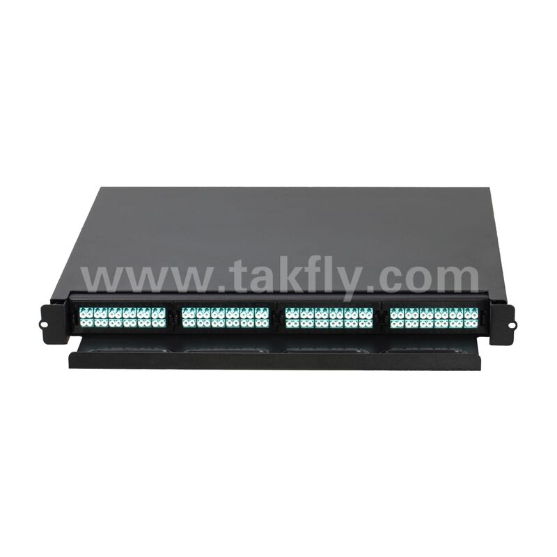 Alta densità 1U 19 pollici 96F MPO MTP - LC SM MM Fiber Optical Patch Panel / Fiber Optic Chassis / Fiber Optic ODF / Fiber Optic Distribution Box per 4pcs 24F MPO MTP-LC LGX Cassetta