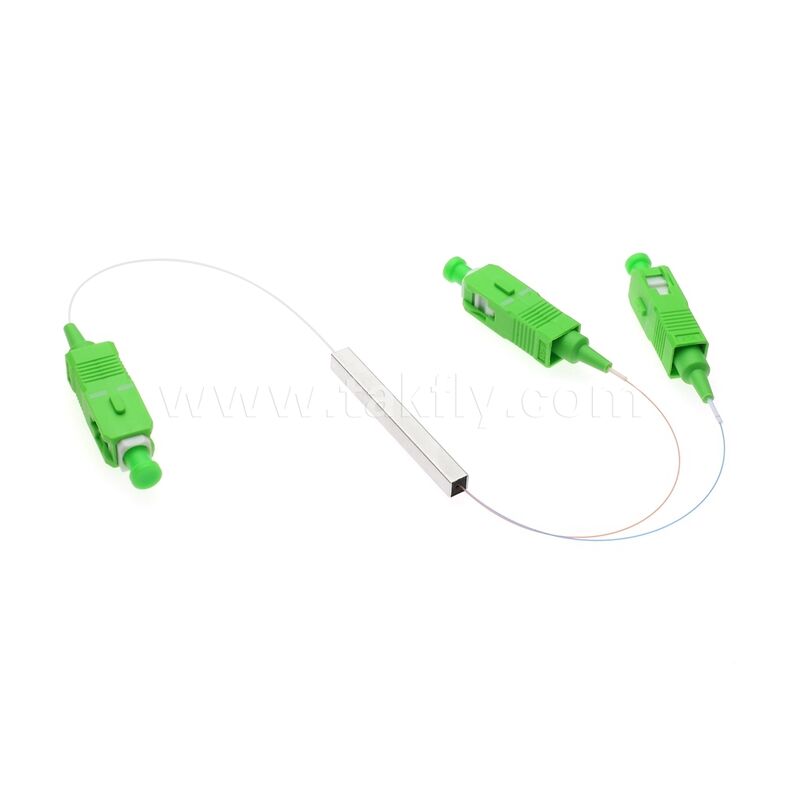 Splitter per fibra ottica monomodale PLC 1x2 con tubo in acciaio quadrato