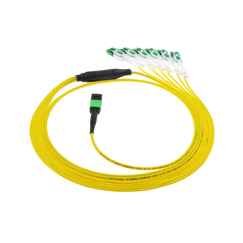 Cavo patch breakout Uniboot APC LC da 12 fibre MPO/MTP a 6 porte | OS2 Modalità singola | Configurazione DX duplex