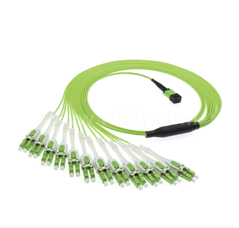 Cavo patch breakout Uniboot da MPO/MTP a LC – Connettori Uniboot LC multimodali OM5, 1×24, salvaspazio, per data center ad alta densità e applicazioni 40G/100G/400G