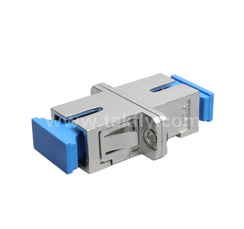 Adaptore a fibra di metallo SC Simplex con alloggiamento in metallo resistente, bassa perdita di inserimento, resistente a temperature elevate e basse, per connessioni da cavo a cavo e da cavo a attrezzatura in fibra ottica